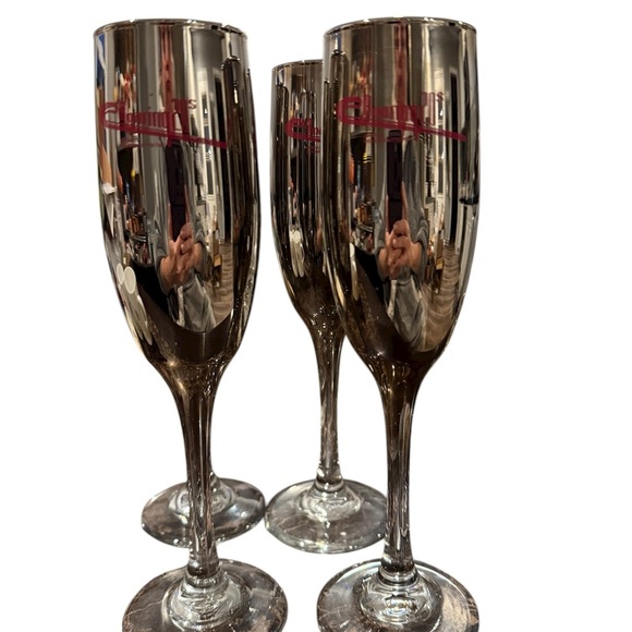 Other - Elegant Silver Champagne Flutes Set